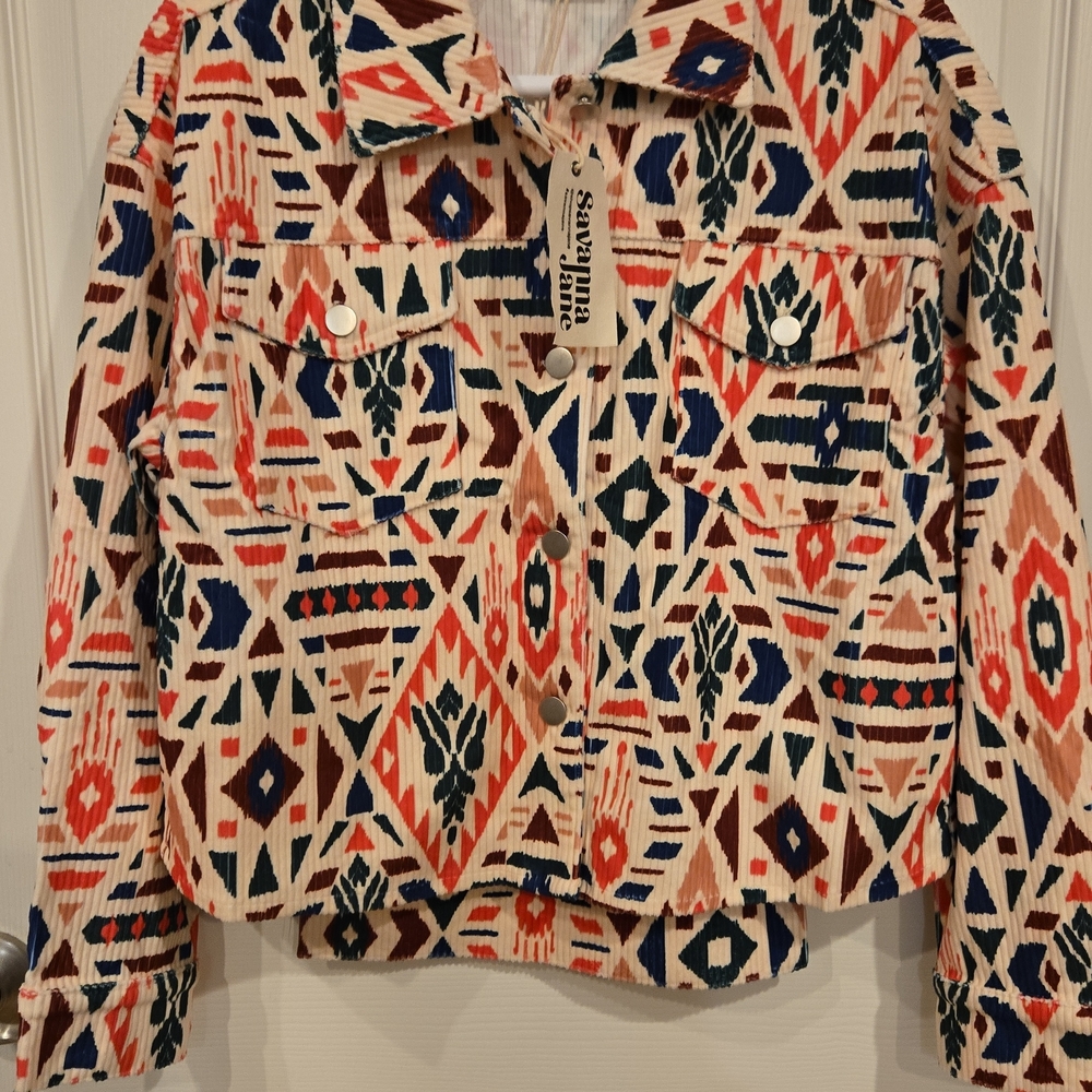 Savanna Jane Multicolor Tribal Print Jacket